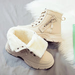 Women's Fleece Lined Ankle Boots Lace-Up Platform Snow Boots Cushioned Winter - Victrafia
