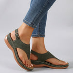 Women's Flip Flop Wedge Sandals Ankle Strap Cushioned Open Toe Summer Casual Walking - Victrafia