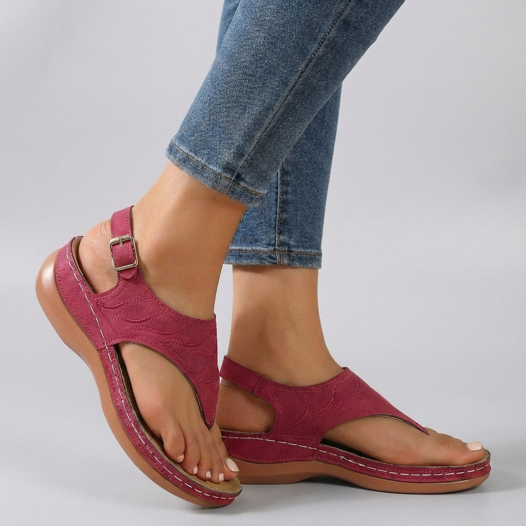 Women's Flip Flop Wedge Sandals Ankle Strap Cushioned Open Toe Summer Casual Walking - Victrafia