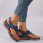 Women's Flip Flop Wedge Sandals Ankle Strap Cushioned Open Toe Summer Casual Walking - Victrafia