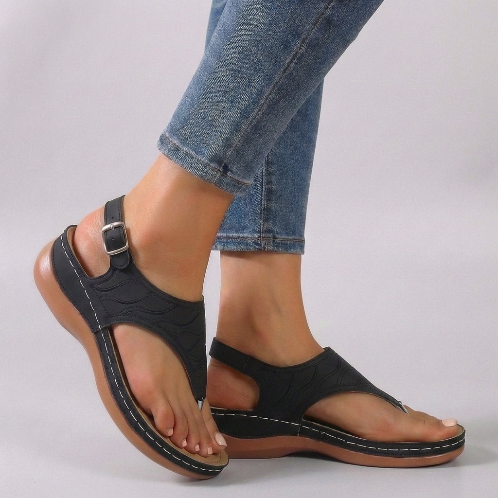 Women's Flip Flop Wedge Sandals Ankle Strap Cushioned Open Toe Summer Casual Walking - Victrafia