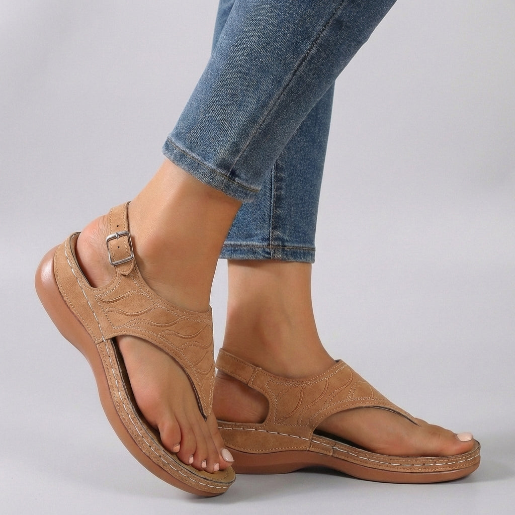 Women's Flip Flop Wedge Sandals Ankle Strap Cushioned Open Toe Summer Casual Walking - Victrafia