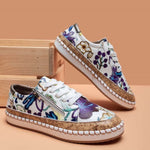 Women's Floral Espadrille Sneakers Lace-Up Platform Casual Boho Shoes - Victrafia