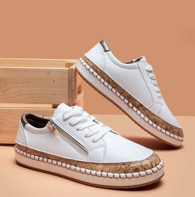 Women's Floral Espadrille Sneakers Lace-Up Platform Casual Boho Shoes - Victrafia