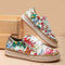Women's Floral Espadrille Sneakers Lace-Up Platform Casual Boho Shoes - Victrafia