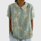 Women's Floral Linen Blouse Short Sleeve Peter Pan Collar Casual Summer Top - Victrafia