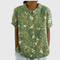 Women's Floral Linen Blouse Short Sleeve Peter Pan Collar Casual Summer Top - Victrafia