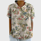 Women's Floral Linen Blouse Short Sleeve Peter Pan Collar Casual Summer Top - Victrafia