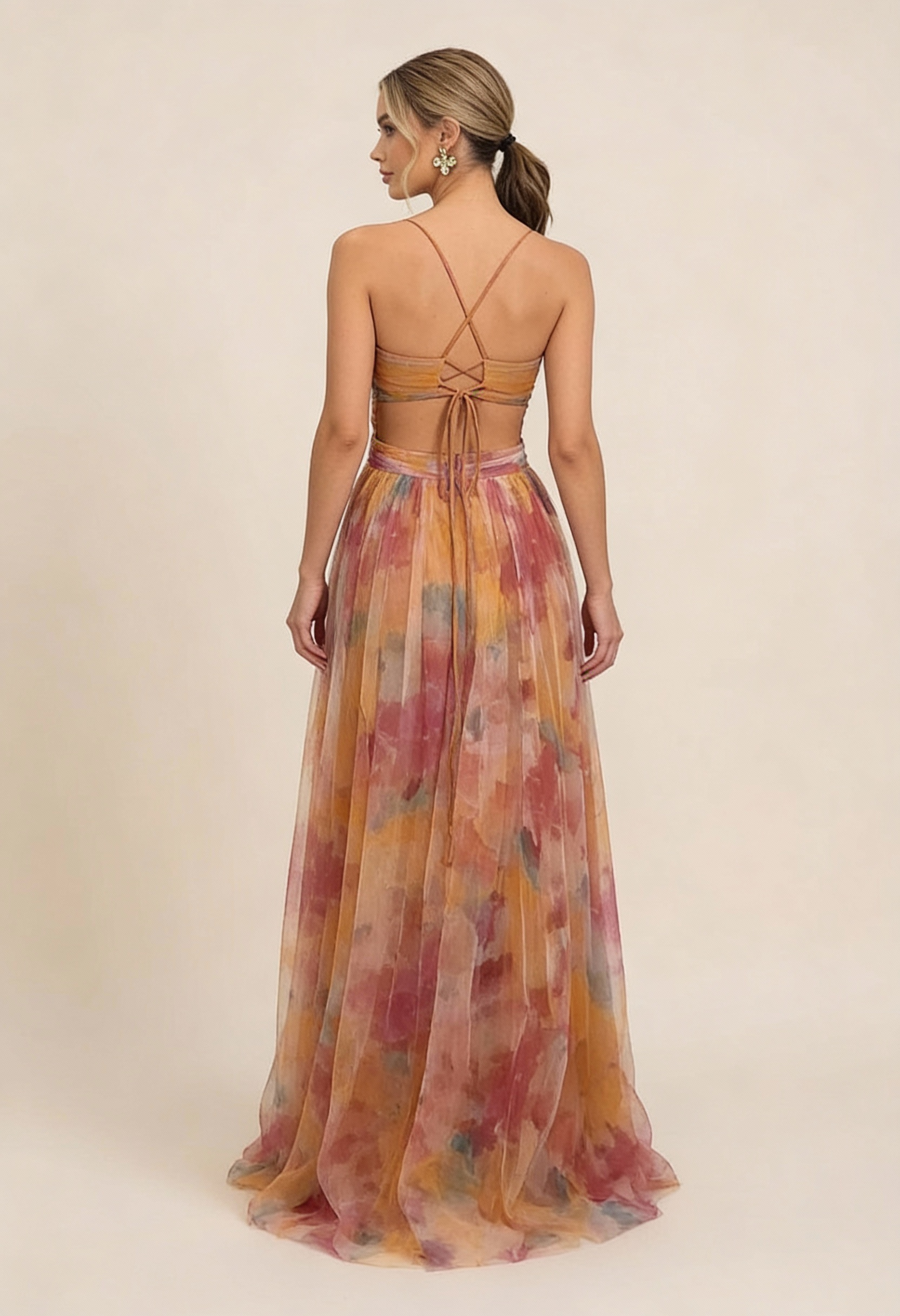 Women's Floral Maxi Dress Sleeveless Draped Wedding Guest Formal Evening Gown - Victrafia