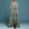 Women's Floral Maxi Dress V-Neck Wedding Guest Garden Party Evening Gown - Victrafia