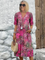 Women's Floral Midi Dress V-Neck Short Sleeve Summer Vacation Boho - Victrafia