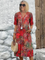 Women's Floral Midi Dress V-Neck Short Sleeve Summer Vacation Boho - Victrafia