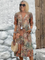 Women's Floral Midi Dress V-Neck Short Sleeve Summer Vacation Boho - Victrafia