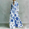 Women's Geometric Print Maxi Dress Long Sleeve High-Waist Pleated Shirt Collar Button-Front Boho Vacation - Victrafia