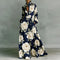 Women's Geometric Print Maxi Dress Long Sleeve High-Waist Pleated Shirt Collar Button-Front Boho Vacation - Victrafia