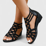 Women's Gladiator Sandals Cutout Wedge Rhinestone Summer Casual - Victrafia