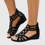 Women's Gladiator Sandals Cutout Wedge Rhinestone Summer Casual - Victrafia