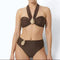 Women's Halter Bikini Set High-Waisted Two-Piece Swimsuit Gold Accent Beach Vacation - Victrafia