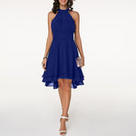 Women's Halter Neck Mini Dress Ruffle Tiered Cocktail Party Evening - Victrafia