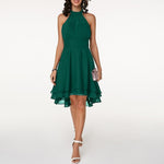 Women's Halter Neck Mini Dress Ruffle Tiered Cocktail Party Evening - Victrafia