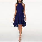Women's Halter Neck Mini Dress Ruffle Tiered Cocktail Party Evening - Victrafia