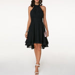 Women's Halter Neck Mini Dress Ruffle Tiered Cocktail Party Evening - Victrafia