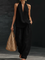 Women's Halter Neck Two-Piece Set Wide-Leg Pants Summer Casual Outfit - Victrafia
