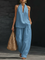 Women's Halter Neck Two-Piece Set Wide-Leg Pants Summer Casual Outfit - Victrafia