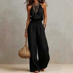 Women's Halter Neck Wide Leg Jumpsuit Casual Summer Vacation One-Piece - Victrafia