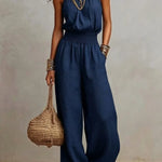Women's Halter Neck Wide Leg Jumpsuit Casual Summer Vacation One-Piece - Victrafia