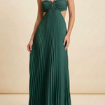 Women's Halter Pleated Maxi Dress Wedding Guest Formal Evening Gown Backless Prom - Victrafia