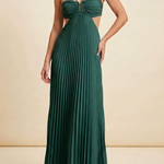 Women's Halter Pleated Maxi Dress Wedding Guest Formal Evening Gown Backless Prom - Victrafia
