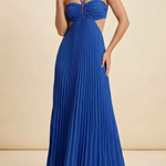 Women's Halter Pleated Maxi Dress Wedding Guest Formal Evening Gown Backless Prom - Victrafia