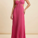 Women's Halter Pleated Maxi Dress Wedding Guest Formal Evening Gown Backless Prom - Victrafia
