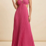 Women's Halter Pleated Maxi Dress Wedding Guest Formal Evening Gown Backless Prom - Victrafia