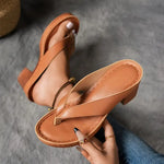 Women's Heeled Flip Flop Sandals Platform Thong Block Heel Summer Casual - Victrafia