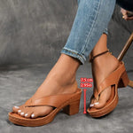 Women's Heeled Flip Flop Sandals Platform Thong Block Heel Summer Casual - Victrafia