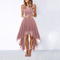 Women's Hi-Low Midi Dress Sleeveless Lace Bodice Layered Skirt Wedding Guest Formal Evening Gown - Victrafia