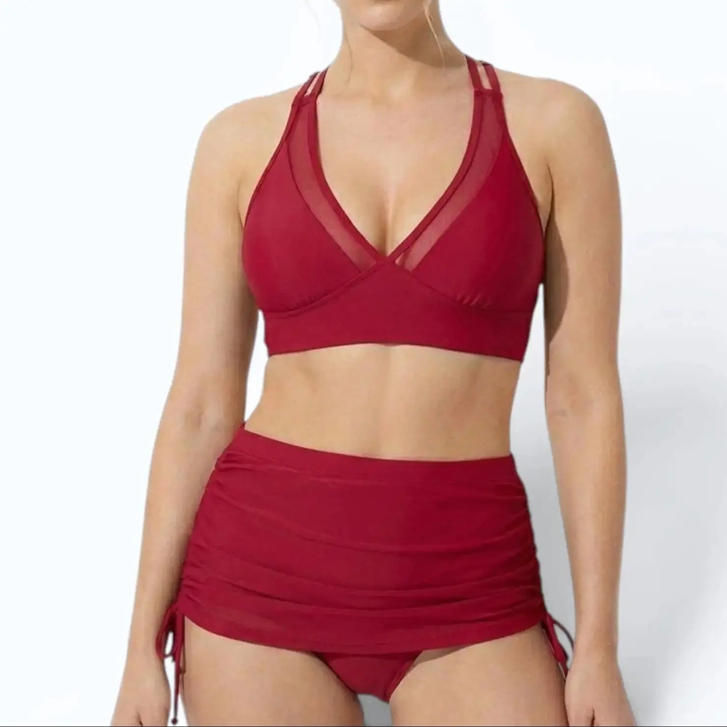 Women's High-Waisted Bikini Set Tummy Control Two-Piece Swimsuit Beach Vacation - Victrafia