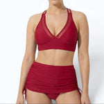 Women's High-Waisted Bikini Set Tummy Control Two-Piece Swimsuit Beach Vacation - Victrafia