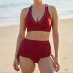 Women's High-Waisted Bikini Set Tummy Control Two-Piece Swimsuit Beach Vacation - Victrafia