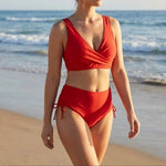 Women's High-Waisted Bikini Set Wrap V-Neck Two-Piece Swimsuit Beach Vacation - Victrafia
