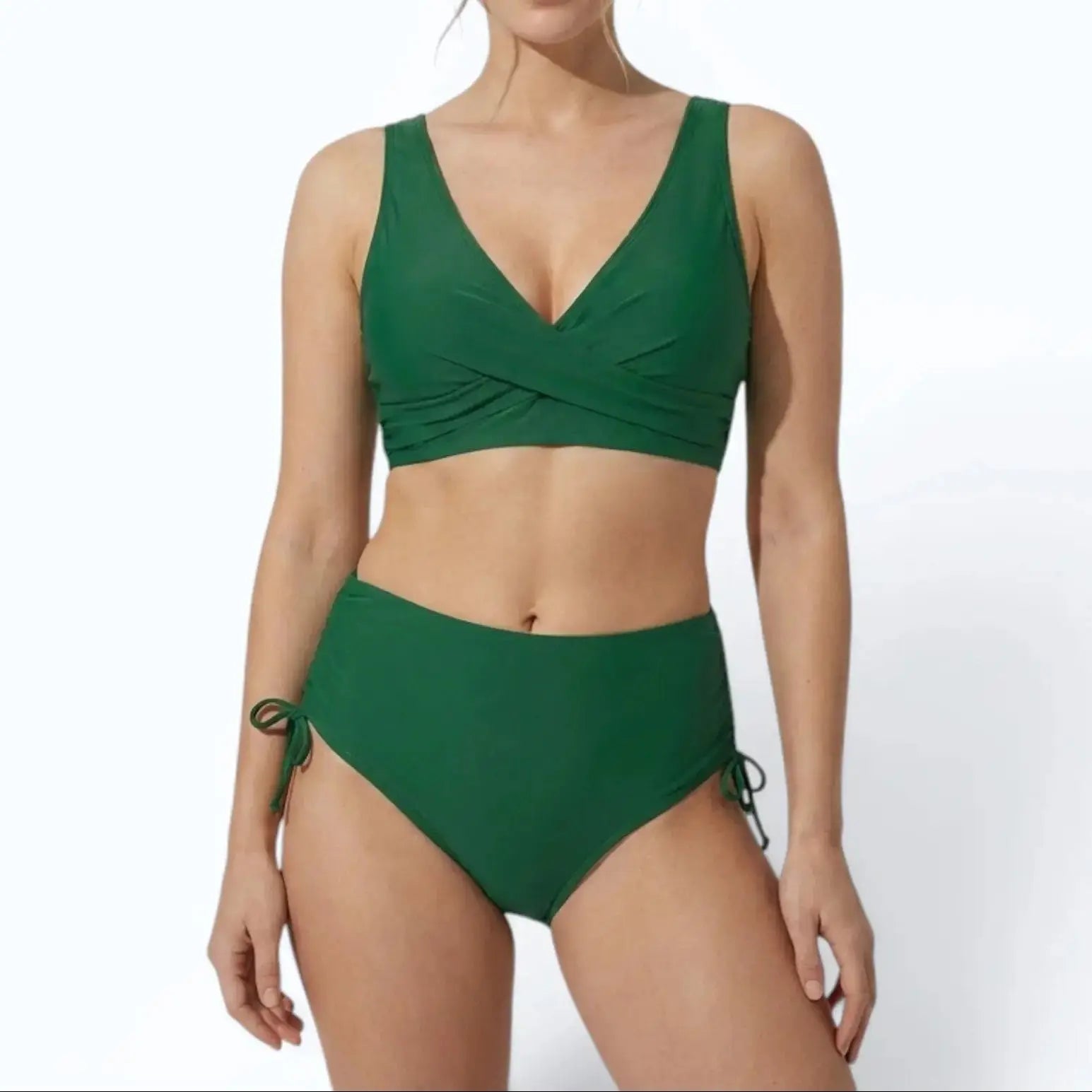 Women's High-Waisted Bikini Set Wrap V-Neck Two-Piece Swimsuit Beach Vacation - Victrafia