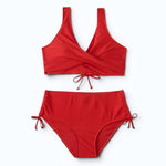 Women's High-Waisted Bikini Set Wrap V-Neck Two-Piece Swimsuit Beach Vacation - Victrafia