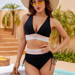 Women's High-Waisted Halter Bikini Set Tummy Control Tie-Side Beach Vacation Two-Piece Swimsuit - Victrafia
