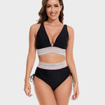 Women's High-Waisted Halter Bikini Set Tummy Control Tie-Side Beach Vacation Two-Piece Swimsuit - Victrafia