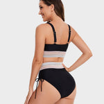 Women's High-Waisted Halter Bikini Set Tummy Control Tie-Side Beach Vacation Two-Piece Swimsuit - Victrafia