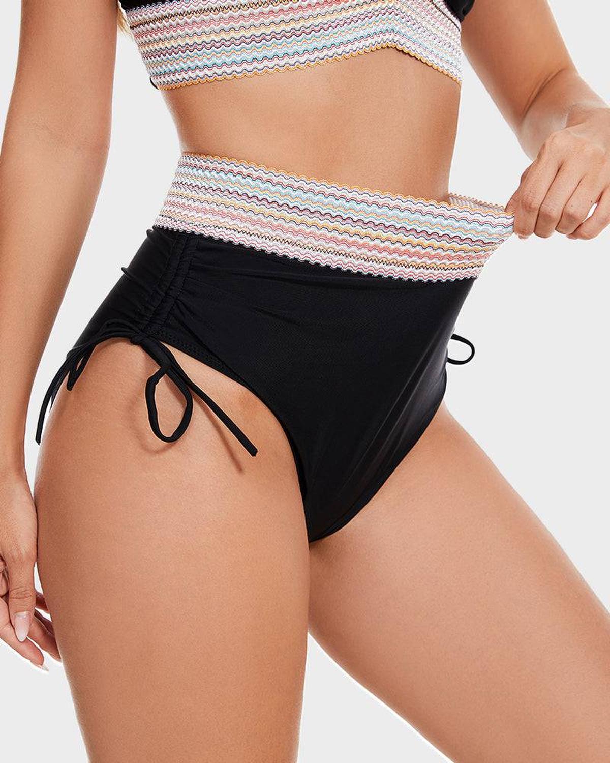 Women's High-Waisted Halter Bikini Set Tummy Control Tie-Side Beach Vacation Two-Piece Swimsuit - Victrafia