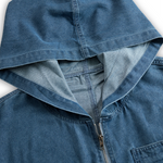 Women's Hooded Denim Jumpsuit Loose Fit Long Sleeve Zip-Up Wide Leg Casual Streetwear - Victrafia