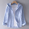 Women's Hooded Linen Blend Blouse Button Placket Loose Fit Casual Summer Top - Victrafia